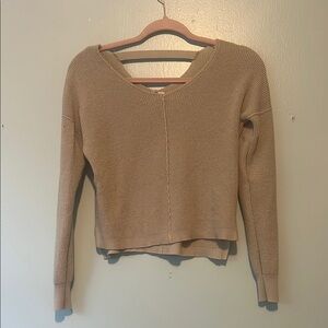 Hippie Rose Tan V-Neck Sweater Fitted Knit